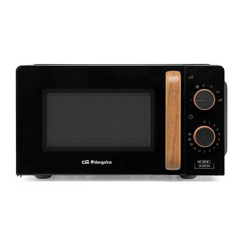 Orbegozo MI 2120 - Microondas con capacidad de 20 litros, diseño nórdico, asa de madera, 6 niveles de potencia, 700 W
