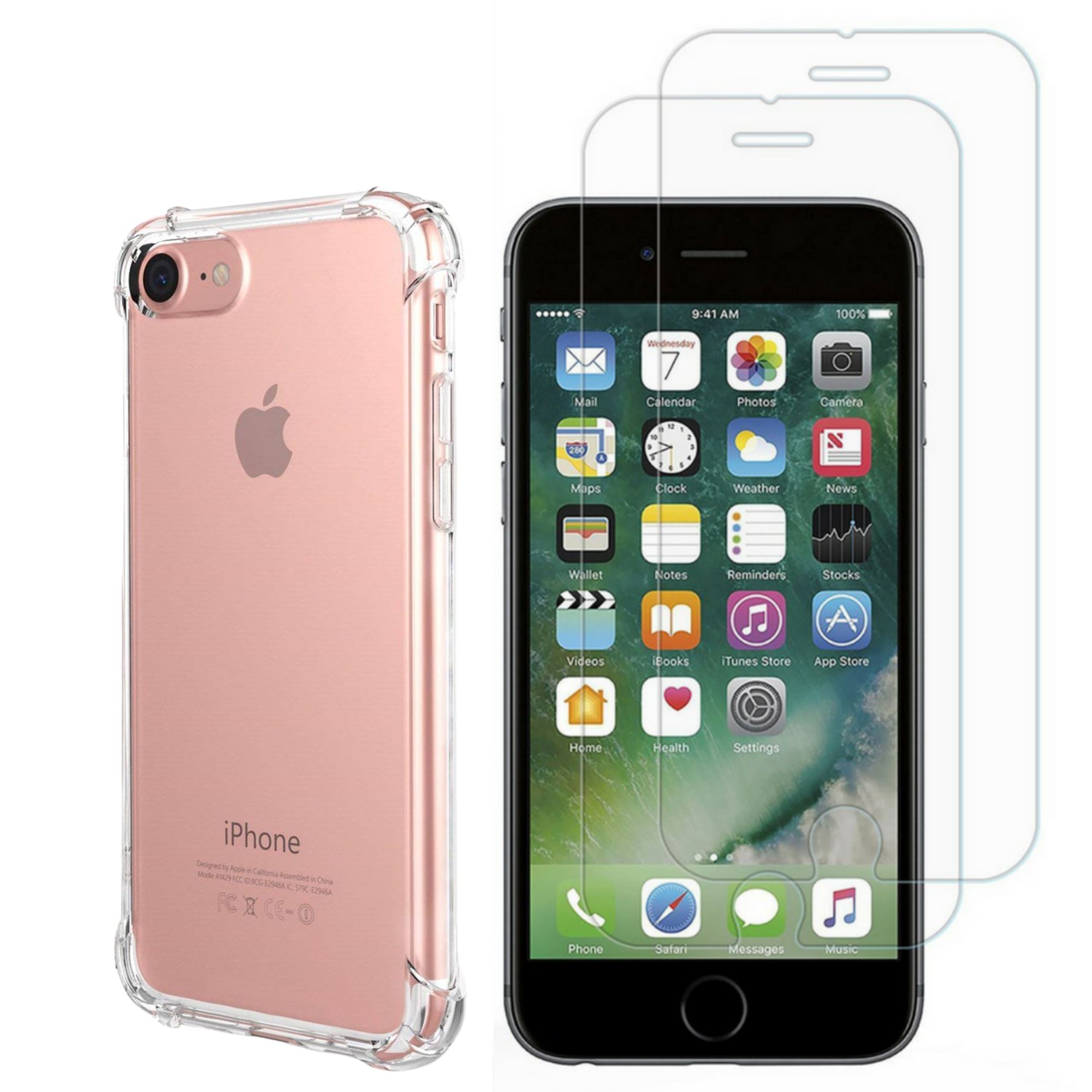 Coque Transparente Avec Coussin D'air Pour IPhone 7 Plus/8 Plus – Inclut 2 Protections écran Verre Trempé 9H, Garantie à Vie