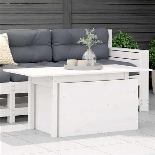 VIDAXL  Table De Jardin Blanc 100x50x75 Cm Bois Massif De Pin