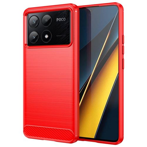 Coque pour Xiaomi Redmi K70E 5G / Poco X6 Pro 5G - housse etui silicone gel carbone + film ecran - ROUGE - htdmobiles