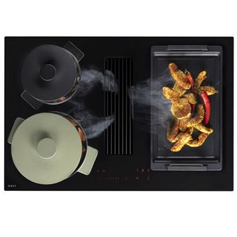 Table de cuisson aspirante induction 80cm 4 feux 7525w noir Novy 1861