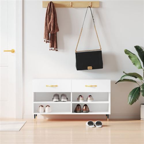vidaXL - Meuble à chaussures - 102x35x55 cm - Blanc - Image 2