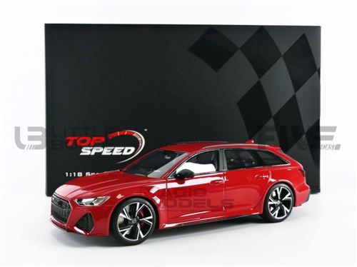 Voiture Miniature de Collection TOP SPEED 1-18 - AUDI RS6 Avant - Carbon Black / Tango Red - TS0327