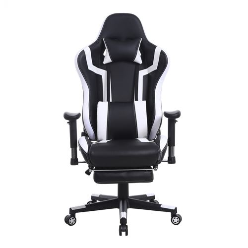Chaise de jeu Tornado Relax Chaise de bureau - avec repose-pieds - ergonomique - design noir et blan