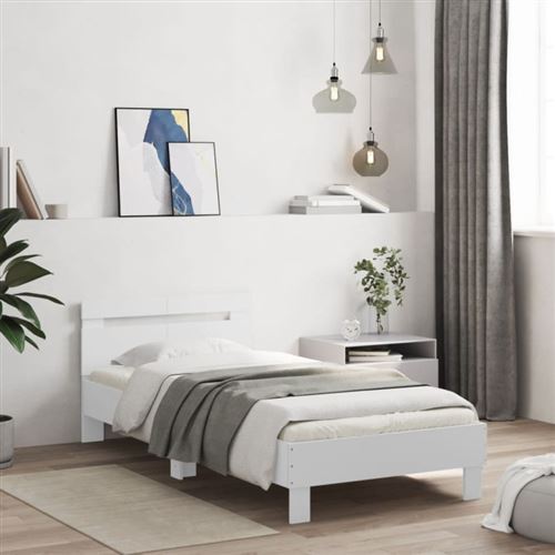 Non Communiqué Blanc Cadre De Lit Sans Matelas Avec Tête De Lit 100X200 Cm