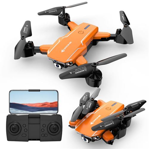 Drone SZSMART 4K Orange télécommandé à double caméra Autonomie de la batterie 25 Minutes