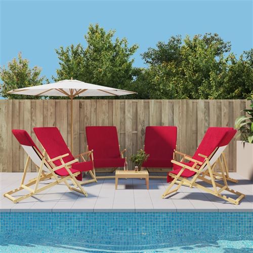 vidaXL Serviettes de plage 6 pcs bordeaux 60x135 cm tissu 400 GSM