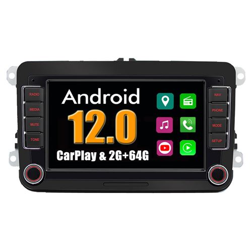 Autoradio RoverOne Bluetooth CarPlay 2 Din 2Go RAM 64Go ROM pour VW Volkswagen Golf 6 2009-2013