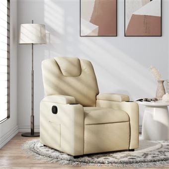 Fauteuil inclinable Crème Tissu - 1