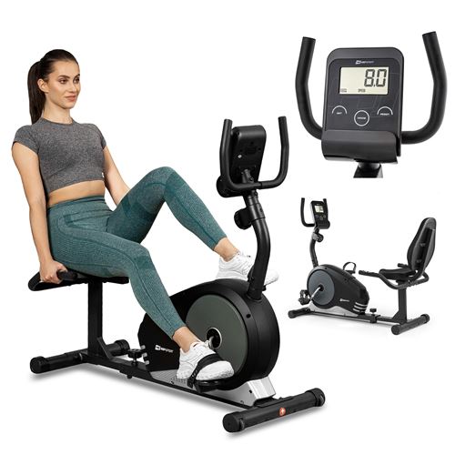 Hop-Sport Vélo d’appartement semi-allongé Root HS-040L, Roue d'inertie 9,5 kg,