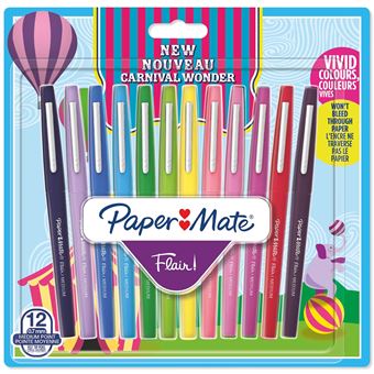 Paper Mate Flair Feutres de Coloriage - pointe moyenne (0,7 mm) -  Assortiment de couleurs - Lot de 16
