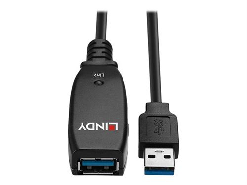 Lindy - Rallonge de câble USB - USB type A (M) pour USB type A (F) - USB 3.0 - 3 m - rond, actif