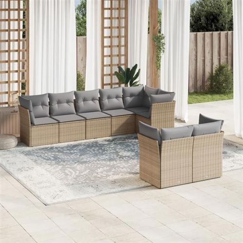 Non Communiqué Beige Vidaxl Salon De Jardin Avec Coussins 8 Pcs Résine Tressée 3217909