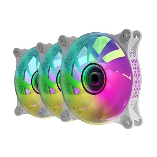 Mars Gaming MF-3DKIT, Kit 3 Ventiladores ARGB 360° 12cm, Espejo Infinito 3D, Sistema Anti-vibraciones, Controlador ARGB, Mando a Distancia RF, Compatibilidad Total, Kit Refrigeración Negro o Blanco