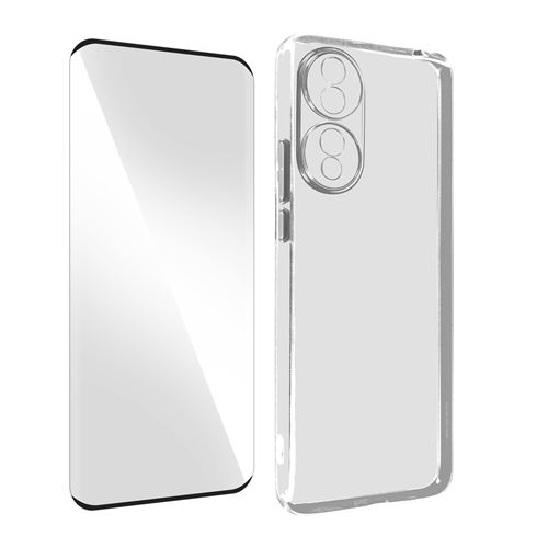Avizar Coque pour Honor 70 Silicone Gel Souple avec Verre Trempé Dureté 9H contour noir