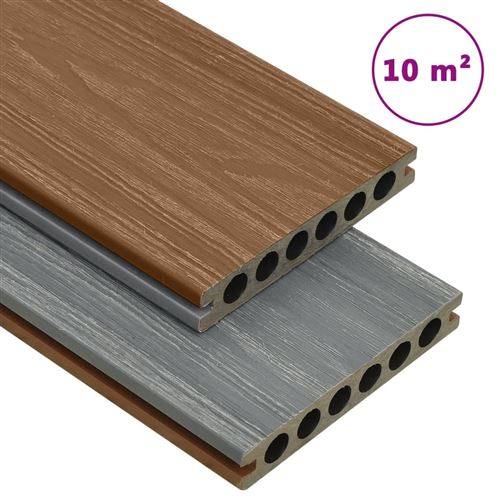 vidaXL Panneaux de terrasse et accessoires WPC Marron/gris 10 m² 4 m