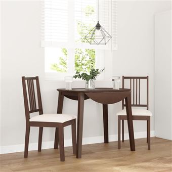 Lot de 2 chaise Vidaxl H. 89 cm non pliable en bois massif interieur marron - 1