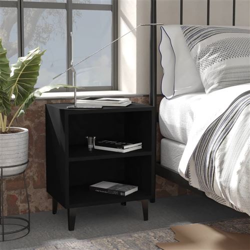 vidaXL Tables de chevet pieds en métal 2 pcs Noir 40x30x50 cm