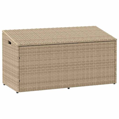 Boîte de rangement de jardin beige 110x50x58 cm résine tressée