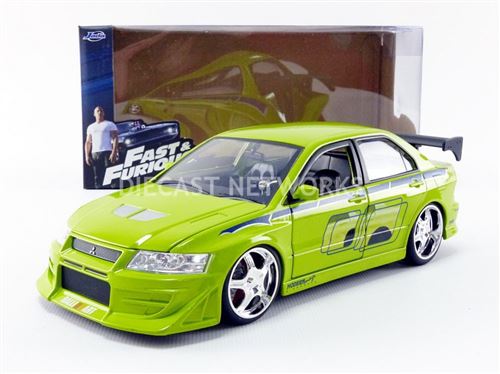 Voiture Miniature de Collection JADA TOYS 1-24 - MITSUBISHI Lancer Evo VII - Brian Fast and Furious - Green - 99788GR