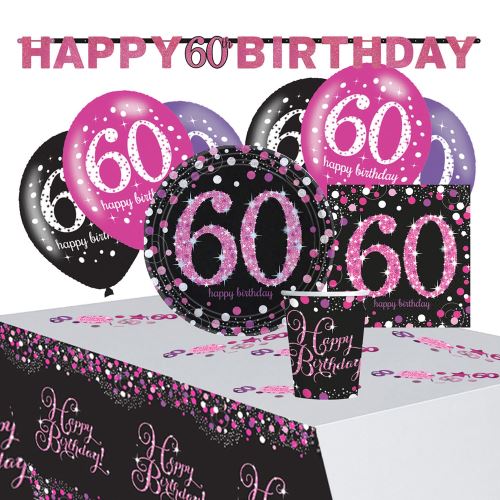 Amscan pack de fête pour le 60e anniversaire des femmes rose/noir 41 pièces
