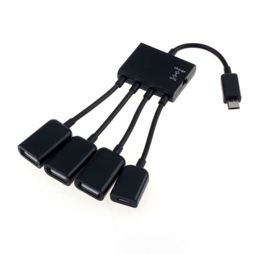 Noir 4 Port Micro USB Power Charge OTG HUB Câble pour Smartphone Table Pealer15
