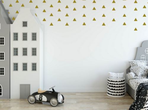 HOMEMANIA Sticker Triangle - Triangles - pour enfants - pour mur - Or en Vinyle, 24 x 0,15 x 29 cm