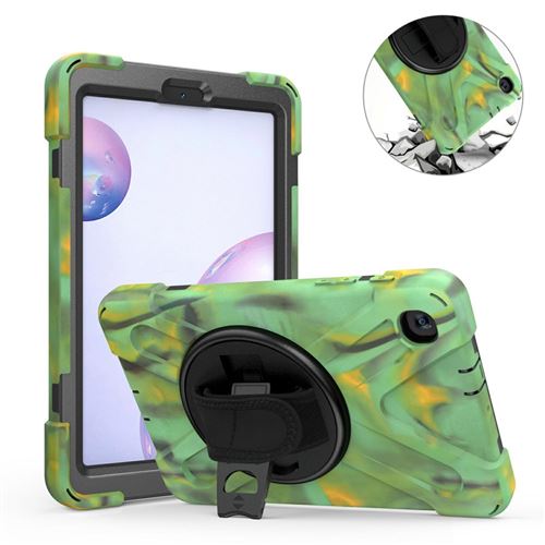 Coque en TPU + Silicone avec béquille pivotante à 360° et dragonne camouflage pour votre Samsung Galaxy Tab A 8.4 T307 (2020)