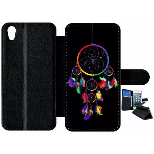 Etui À Rabat Sony Xperia X Performance (xp) Attrape Rve Arc En Ciel Fond Noir