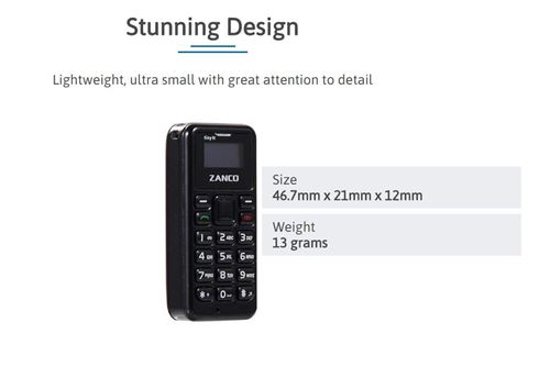 Eurostar Global Electronics Le plus petit téléphone portable au monde (ThinkCentre T1) Noir