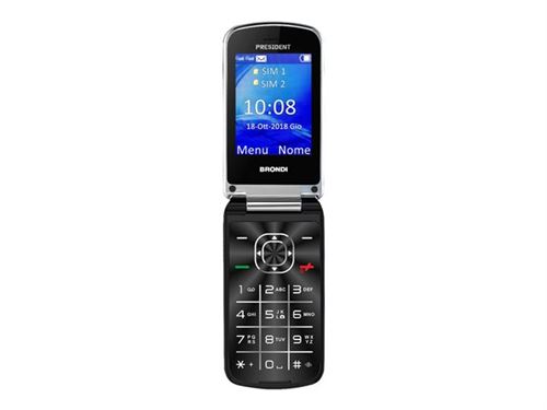 Brondi PRESIDENT - Mobiele telefoon - dual-SIM - microSD slot, - microSD slot - 240 x 320 pixels - 1,3 MP - zwart