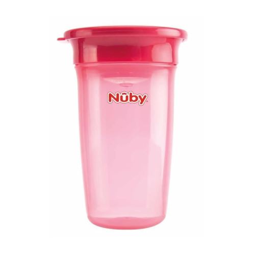 nuby gobelet magique 360° - 300 ml - rose - 6 mois +