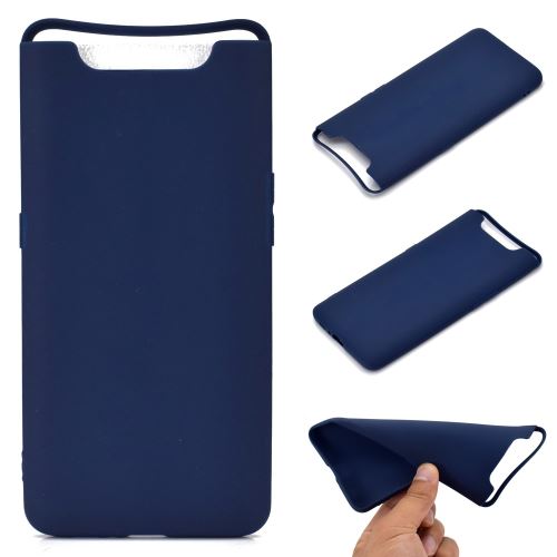 Coque en TPU mat de couleur unie anti-empreintes digitales bleu pour votre Samsung Galaxy A80/A90