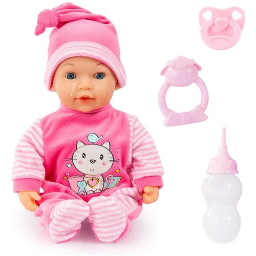 Poupon Bébé fonctionnel 38cm pleurant avec des yeux endormis