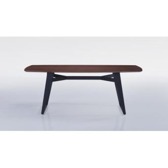 Table Moderne 200cm Plateau Noyer Pieds Noir Sven Achat Prix