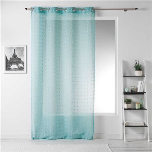 Panneau a oeillets 140 x 240 cm voile sable pompons pomponi Menthe