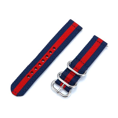 Bracelet en PU Toile à trois boucles 20 mm bleu/rouge/bleu pour votre Garmin 245/Vivoactive 3/Venu/Vivomove HR