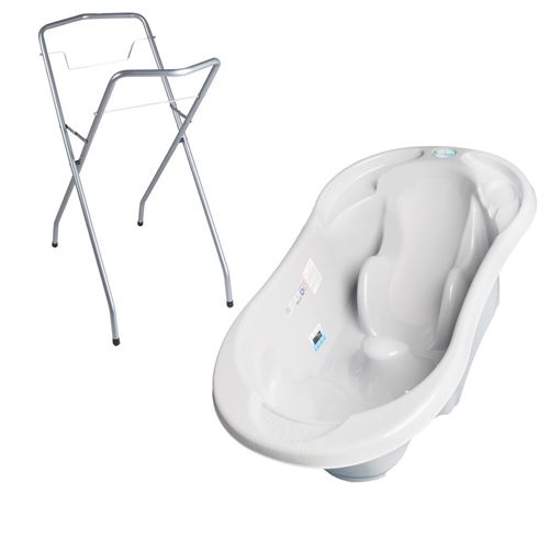 MonMobilierDesign Baignoire b&eacute;b&eacute; avec r&eacute;ducteur int&eacute;gr&eacute; Gris + Pied