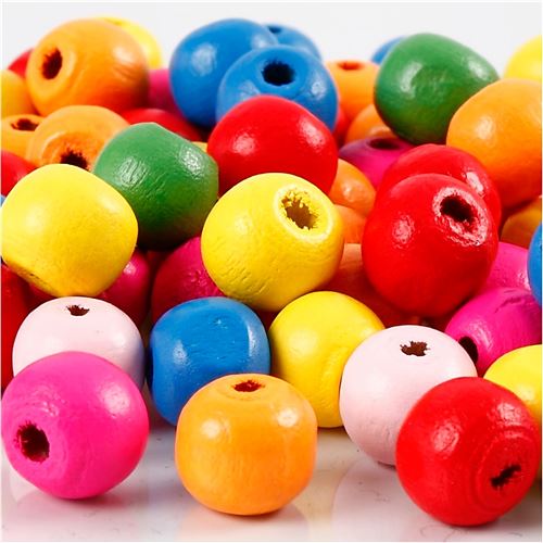 Creotime perles bois multicolores 10x3 mm 70 pièces
