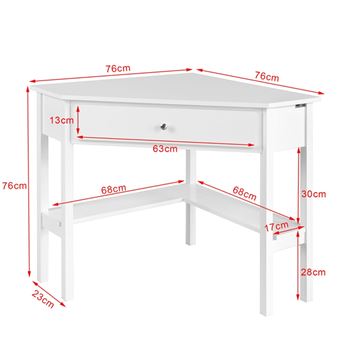 SoBuy FWT31-W Bureau D'Angle Blanc Avec Tiroir - Table Informatique Compacte