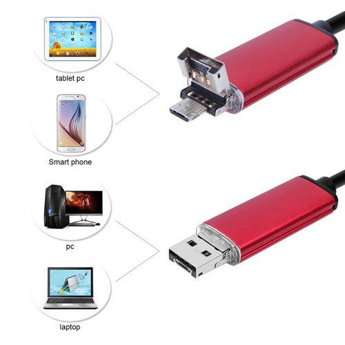 Camera Endoscopique pour Smartphone Micro-USB/USB Android Fil 5m Endoscope  Inspection HD (NOIR) - Accessoire photo, vidéo pour téléphone mobile -  Achat & prix