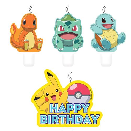 4 bougies assorties pokemon