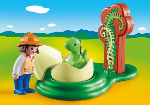 Playmobil 1.2.3 9121 Exploratrice et bébé dinosaure