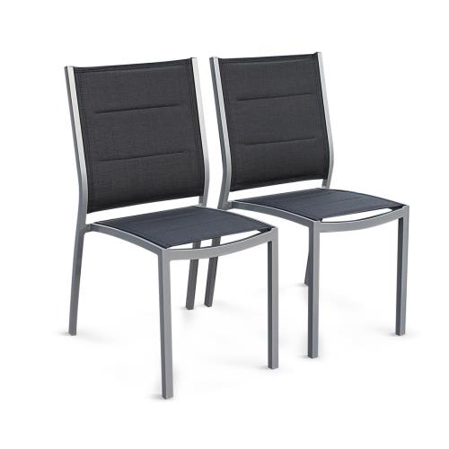 Sweeek Lot de 2 chaises - Chicago / Odenton - Aluminium et textilène gris
