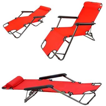 Transat Chaise Longue Jardin Plage 3 Positions Rouge Mobilier De Jardin Achat Prix Fnac
