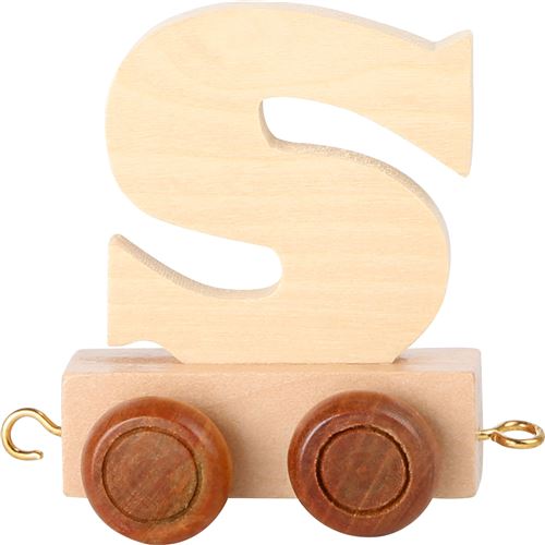 Small Foot chariot de train lettre S bois beige 5 x 3,5 x 6 cm