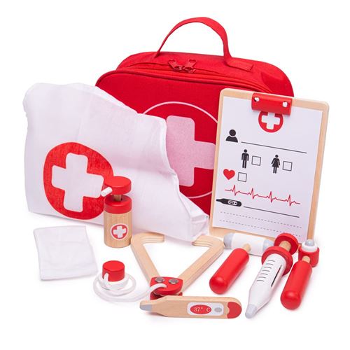 Non Communiqué Rouge La Sacoche De Docteur Avec Accessoires En Bois