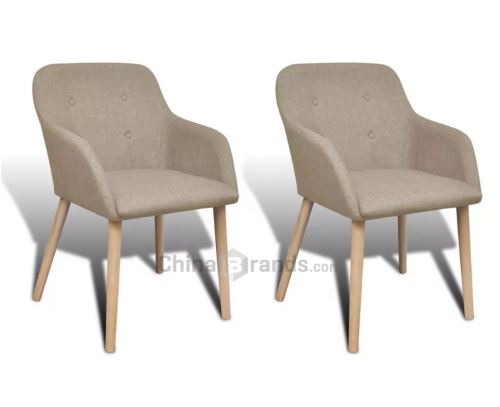 vidaXL Chaise de salle à manger 2 pcs avec cadre en chêne Tissu Beige