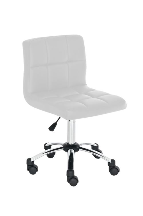 Tabouret de travail Medica - Chaise de bureau sans dossier- Revêtement Similicuir - Hauteur réglable Pivotant - Couleur Blanc