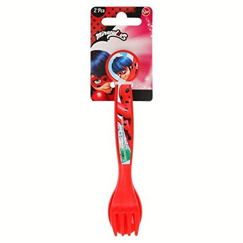 Set 2 cubiertos de plastico de Lady Bug Miraculous (0/24)
